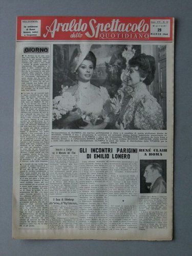 ARALDO DELLO SPETTACOLO magazine side cover Issue 58 29 March 1960