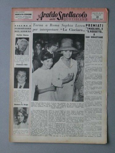 ARALDO DELLO SPETTACOLO magazine side cover Issue 131 22 July 1960