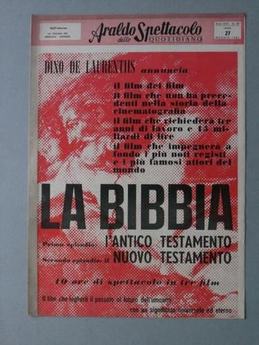 ARALDO DELLO SPETTACOLO magazine side cover Issue 98 27 May 1961