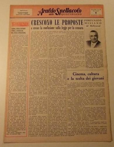 ARALDO DELLO SPETTACOLO magazine side cover Issue 102  1961