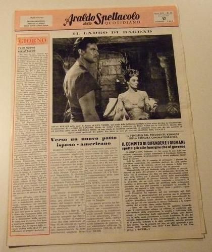 ARALDO DELLO SPETTACOLO magazine side cover Issue 33  1961