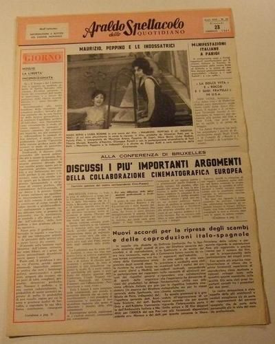 ARALDO DELLO SPETTACOLO magazine side cover Issue 37  1961