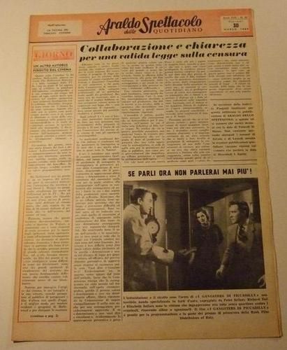 ARALDO DELLO SPETTACOLO magazine side cover Issue 62  1961