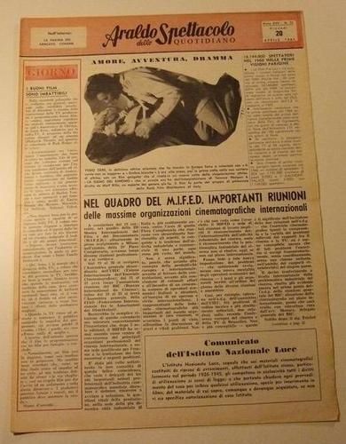 ARALDO DELLO SPETTACOLO magazine side cover Issue 75  1961