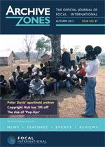 ARCHIVE ZONES magazine side cover Issue 87 Autumn/October 2013