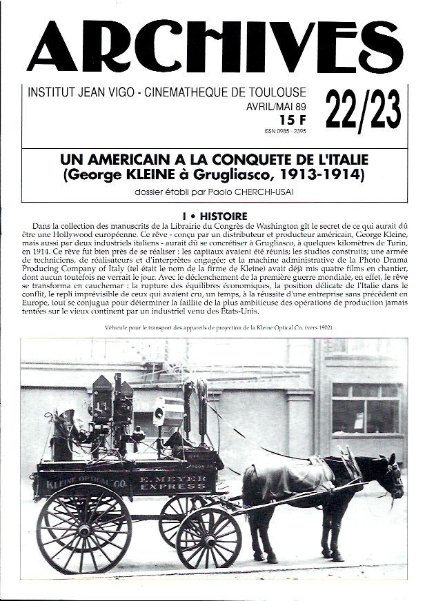 ARCHIVES magazine side cover Issue 22/23  1989