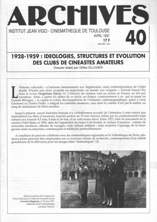 ARCHIVES magazine side cover Issue 40  1991
