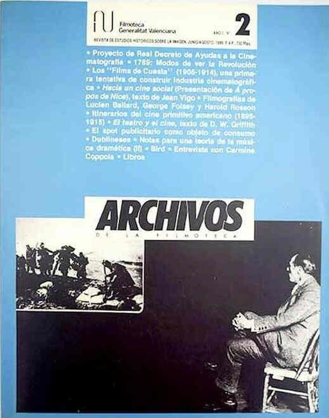 ARCHIVOS DE LA FILMOTECA magazine side cover Issue 2 June 1989