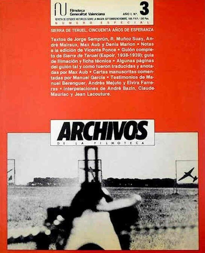 ARCHIVOS DE LA FILMOTECA magazine side cover Issue 3 September 1989