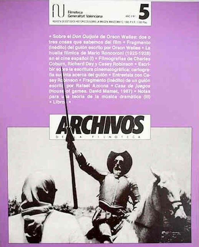 ARCHIVOS DE LA FILMOTECA magazine side cover Issue 5 March 1990