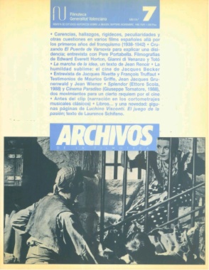 ARCHIVOS DE LA FILMOTECA magazine side cover Issue 7 September 1990