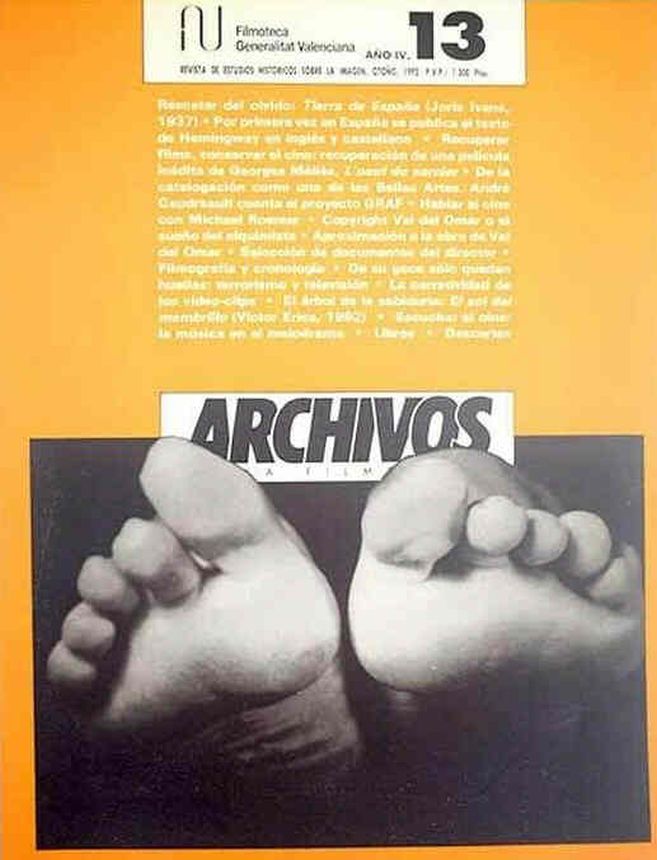 ARCHIVOS DE LA FILMOTECA magazine side cover Issue 13 October 1992