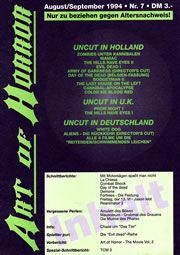 ART OF HORROR magazine side cover Issue 7 August 1994