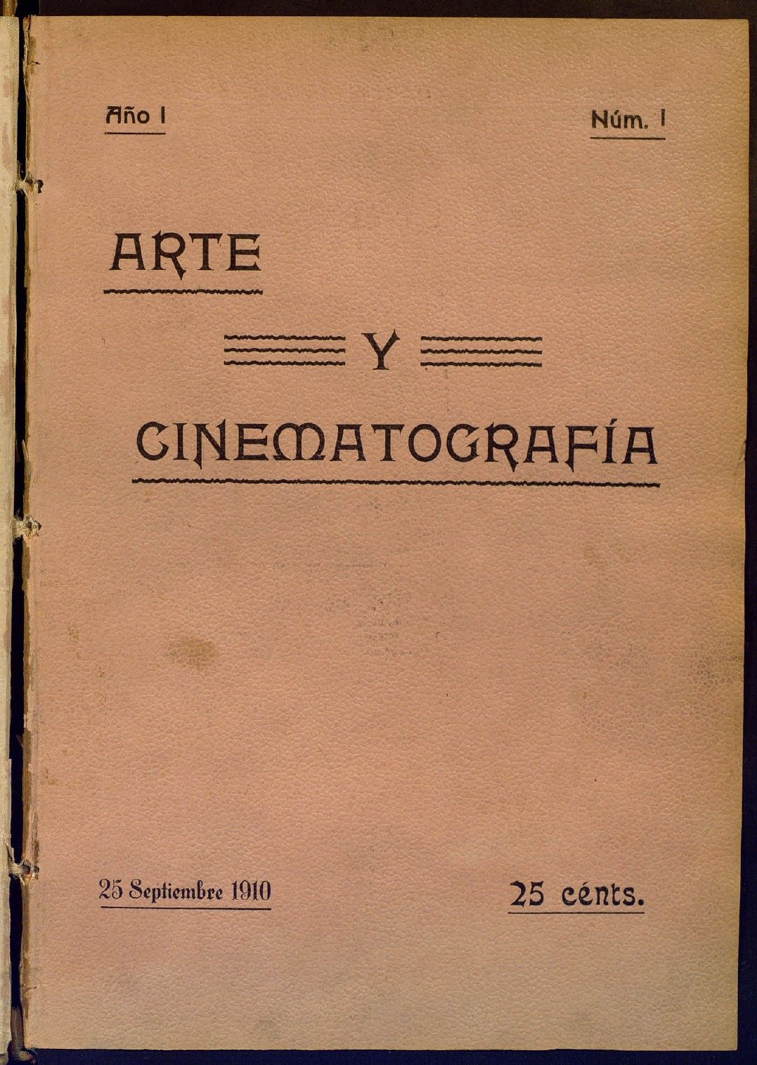ARTE Y CINEMATOGRAFIA magazine side cover Issue 1 25 September 1910