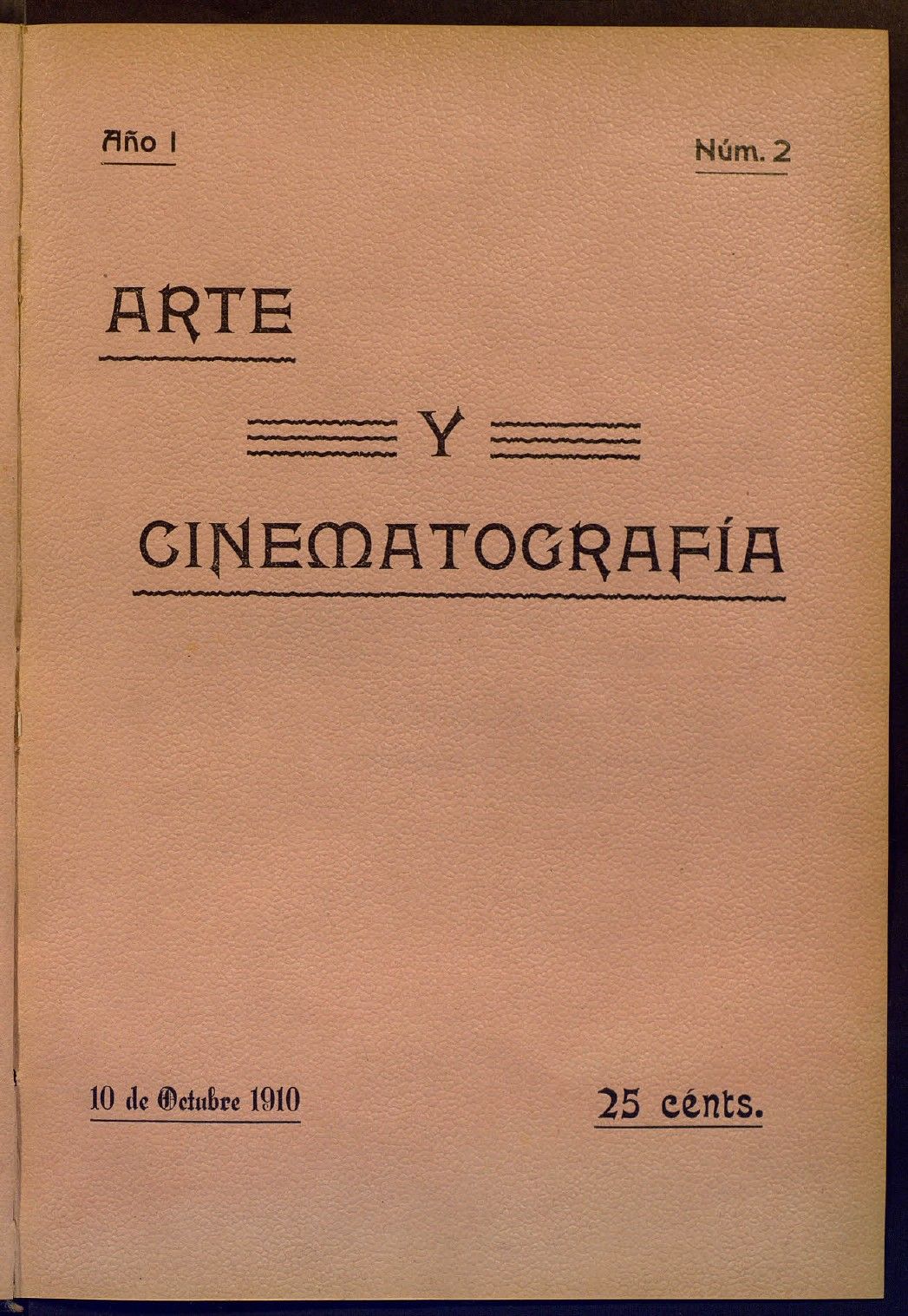 ARTE Y CINEMATOGRAFIA magazine side cover Issue 2 10 October 1910