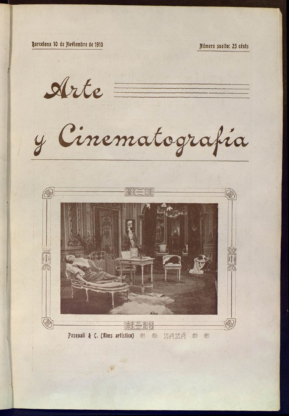 ARTE Y CINEMATOGRAFIA magazine side cover Issue 4 10 November 1910