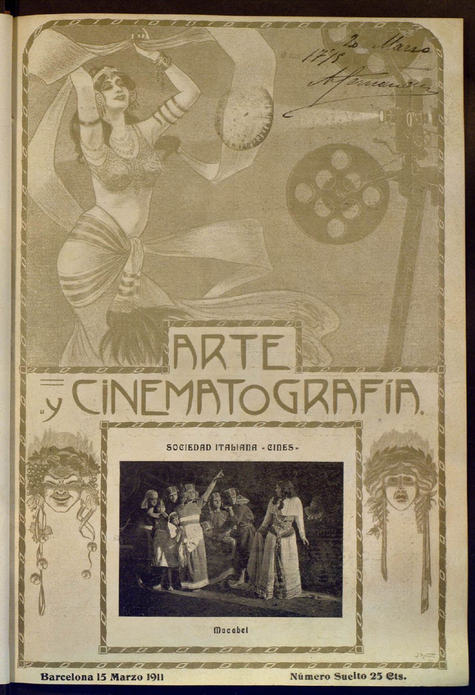 ARTE Y CINEMATOGRAFIA magazine side cover Issue 12 15 March 1911