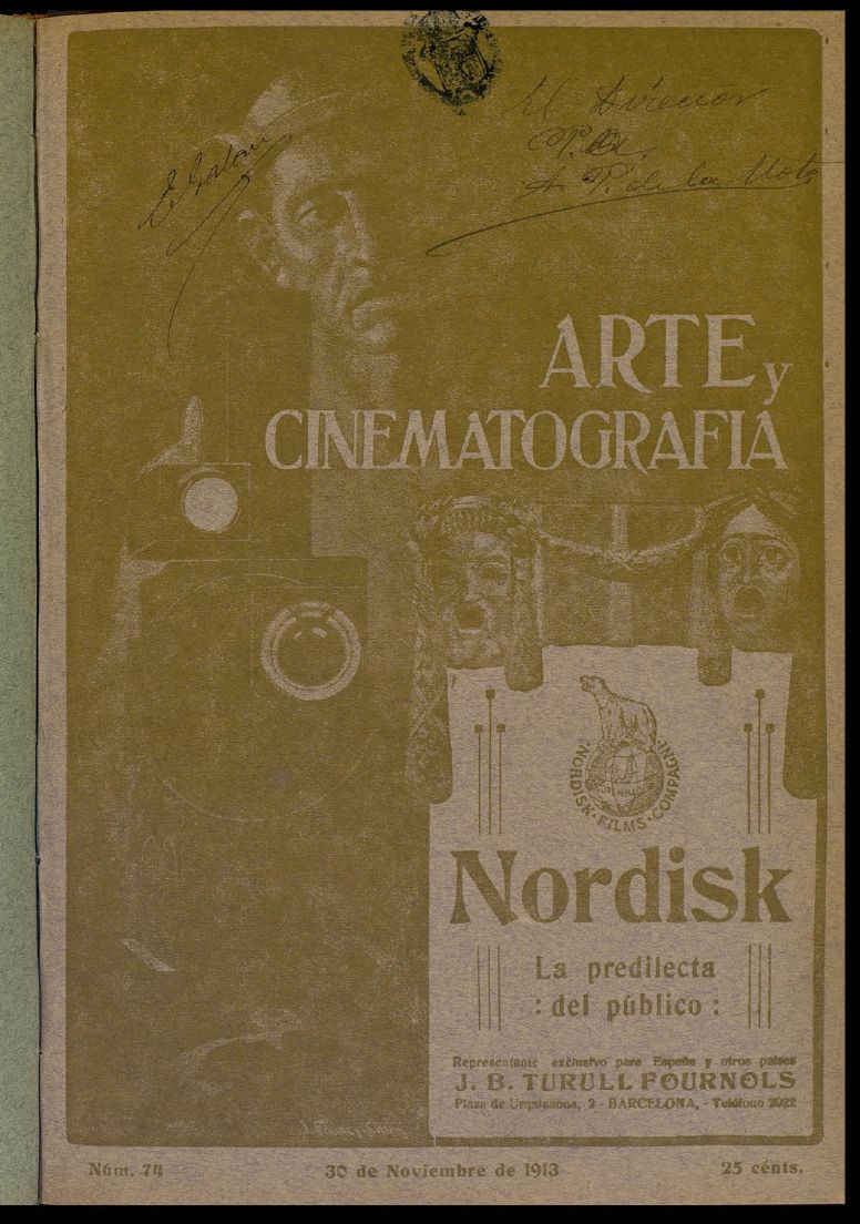 ARTE Y CINEMATOGRAFIA magazine side cover Issue 74 30 November 1913
