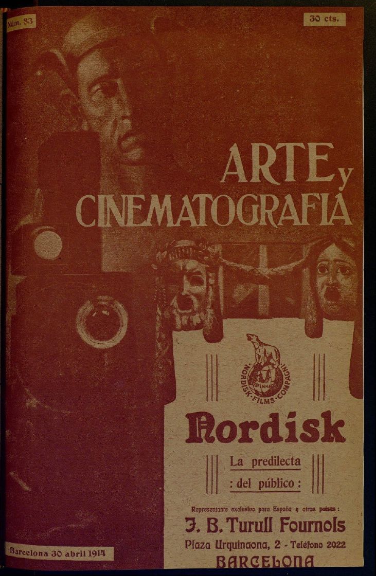 ARTE Y CINEMATOGRAFIA magazine side cover Issue 83 30 April 1914