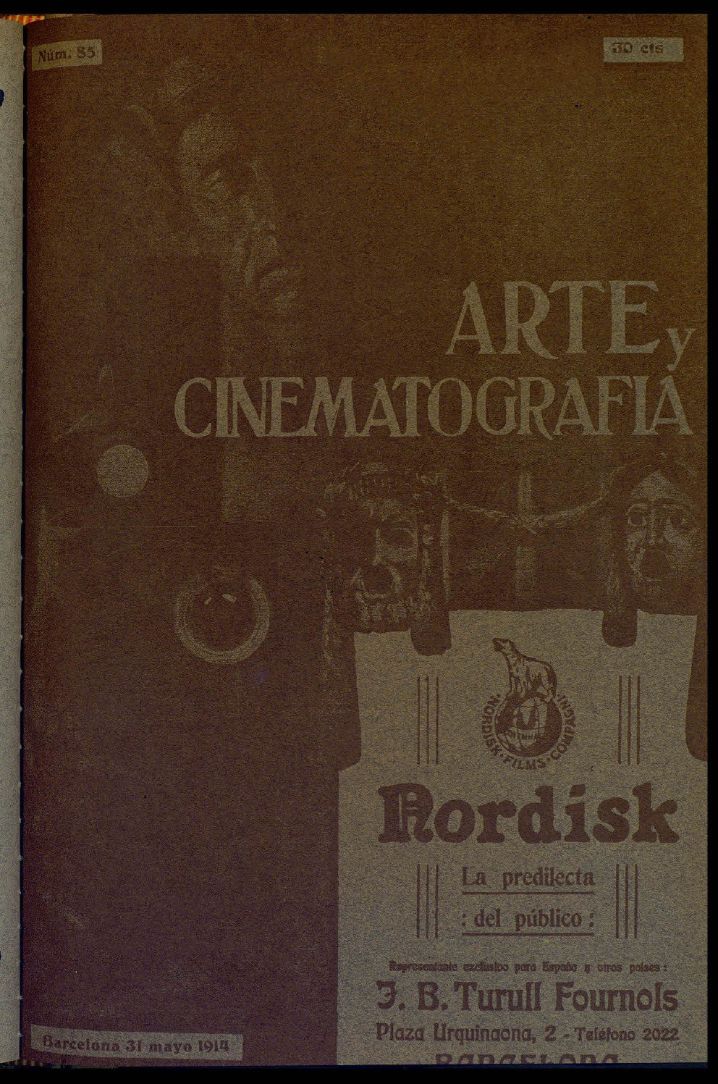ARTE Y CINEMATOGRAFIA magazine side cover Issue 85 31 May 1914