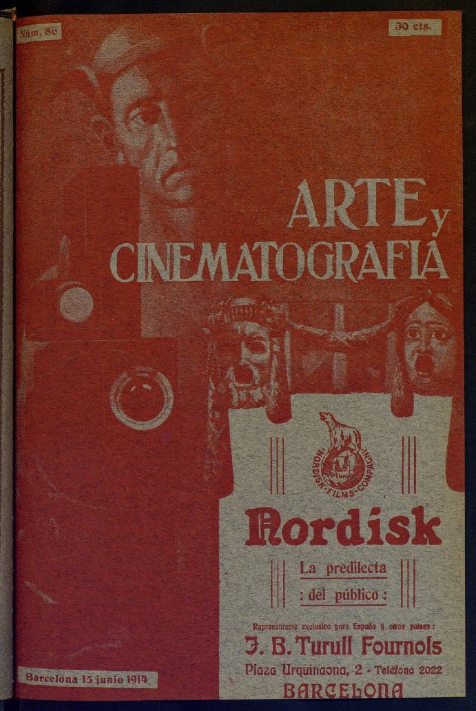 ARTE Y CINEMATOGRAFIA magazine side cover Issue 86 15 June 1914