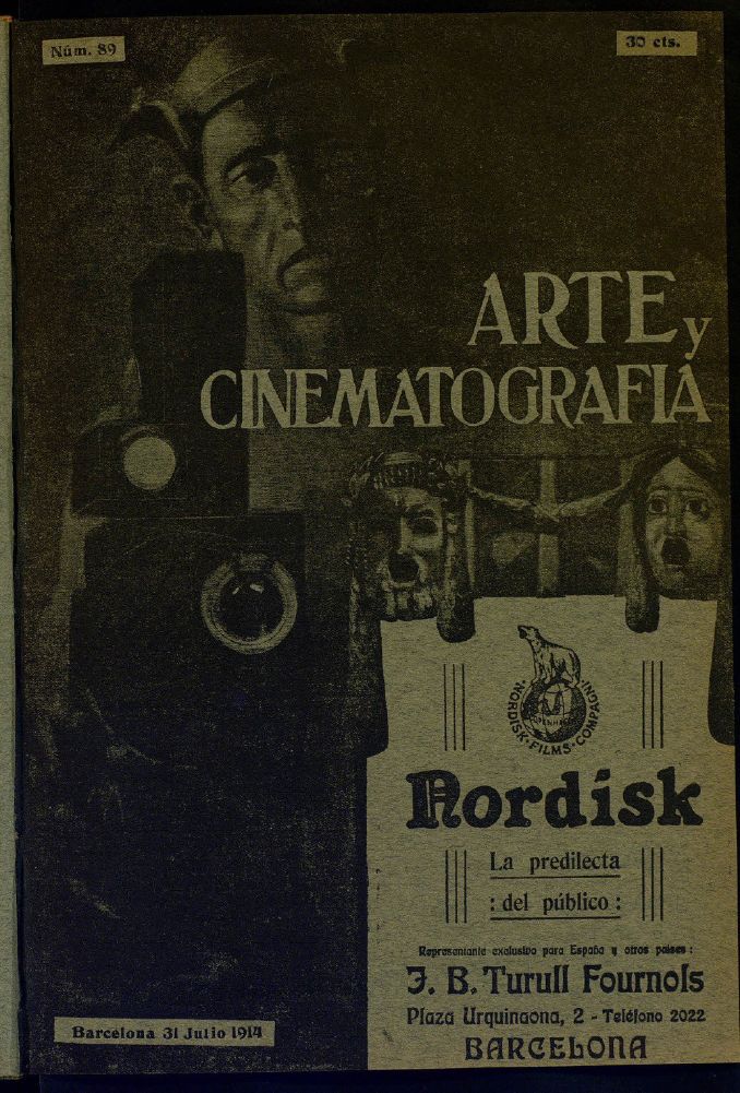ARTE Y CINEMATOGRAFIA magazine side cover Issue 89 31 July 1914