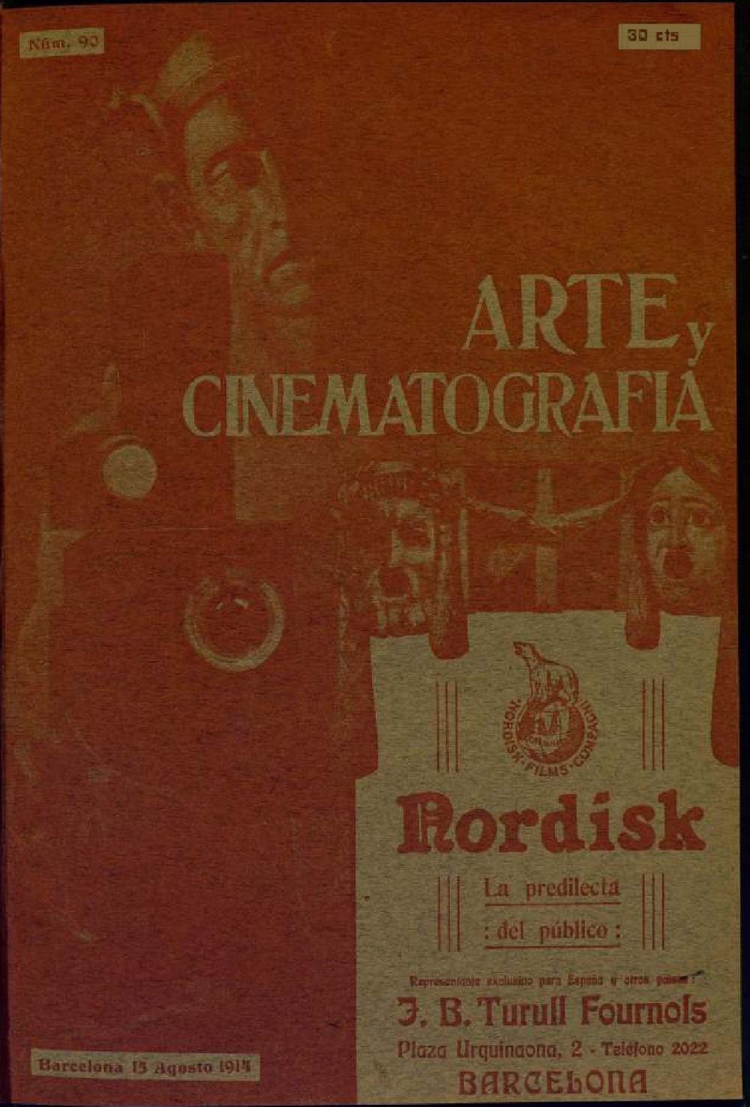 ARTE Y CINEMATOGRAFIA magazine side cover Issue 90 15 August 1914