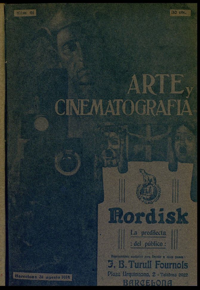 ARTE Y CINEMATOGRAFIA magazine side cover Issue 91 31 August 1914