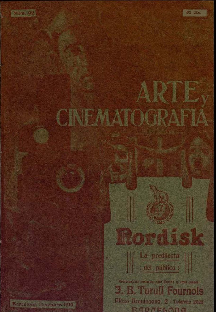 ARTE Y CINEMATOGRAFIA magazine side cover Issue 92 15 September 1914