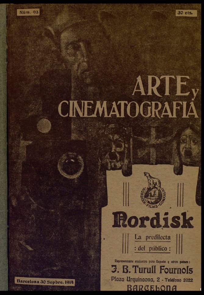 ARTE Y CINEMATOGRAFIA magazine side cover Issue 93 30 September 1914