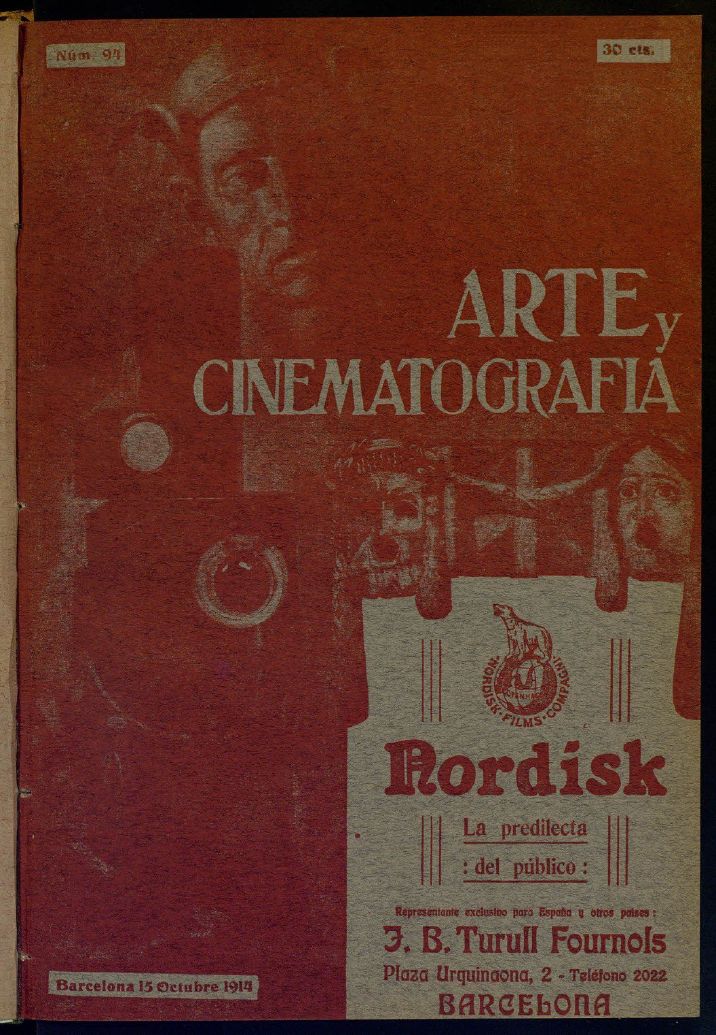 ARTE Y CINEMATOGRAFIA magazine side cover Issue 94 15 October 1914