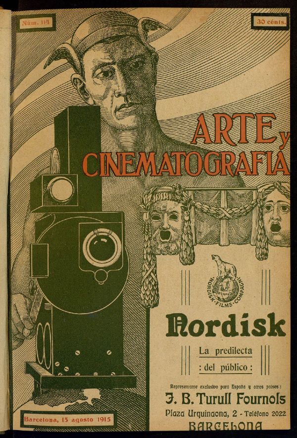 ARTE Y CINEMATOGRAFIA magazine side cover Issue 114 15 August 1915