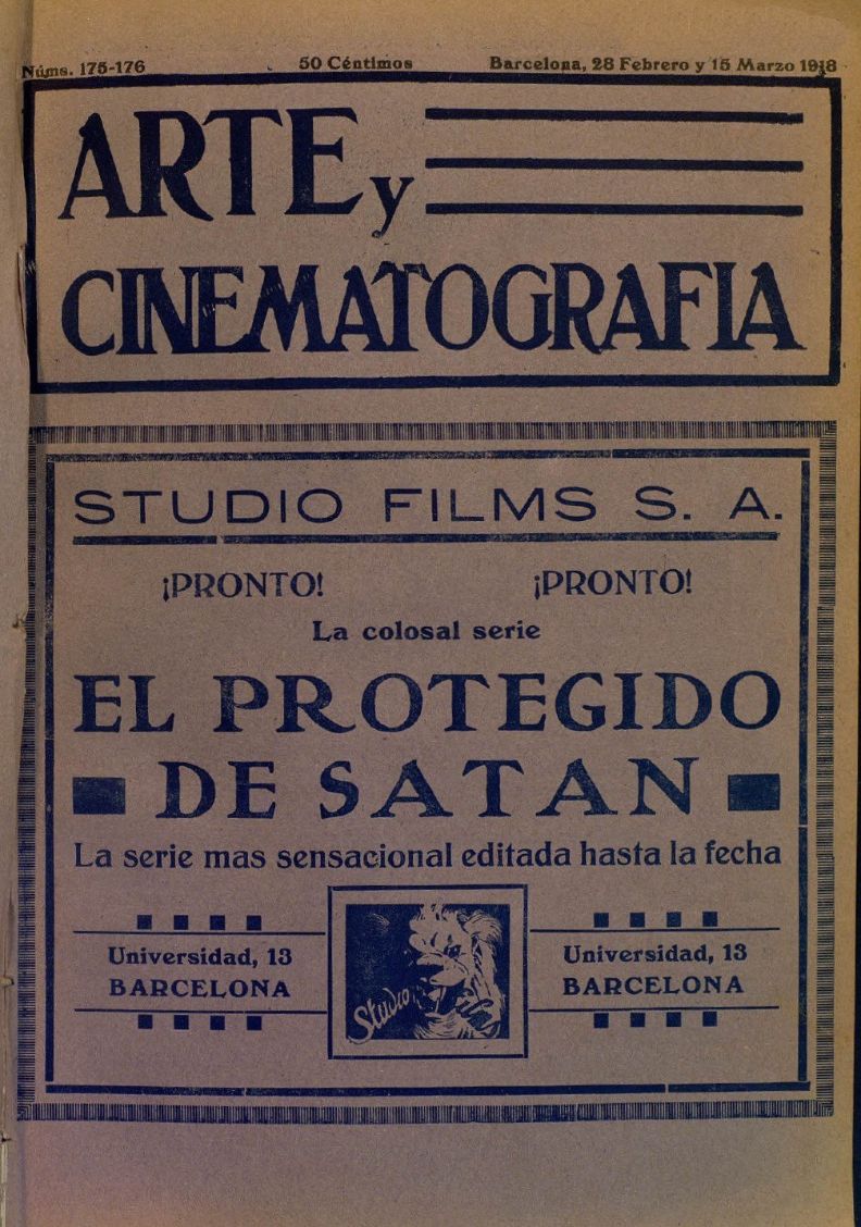 ARTE Y CINEMATOGRAFIA magazine side cover Issue 175-176 28 February 1918