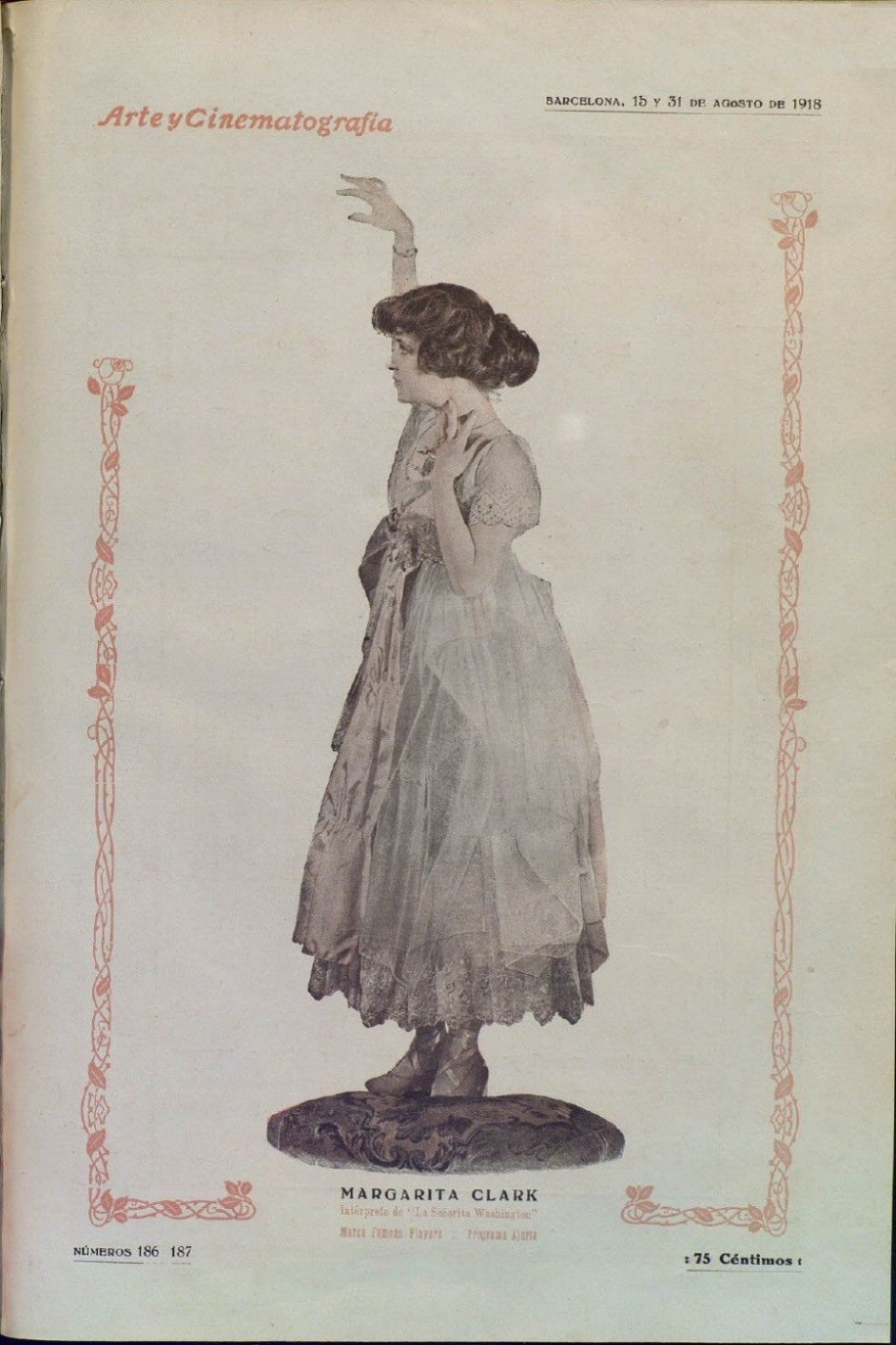 ARTE Y CINEMATOGRAFIA magazine side cover Issue 186-187 15 August 1918