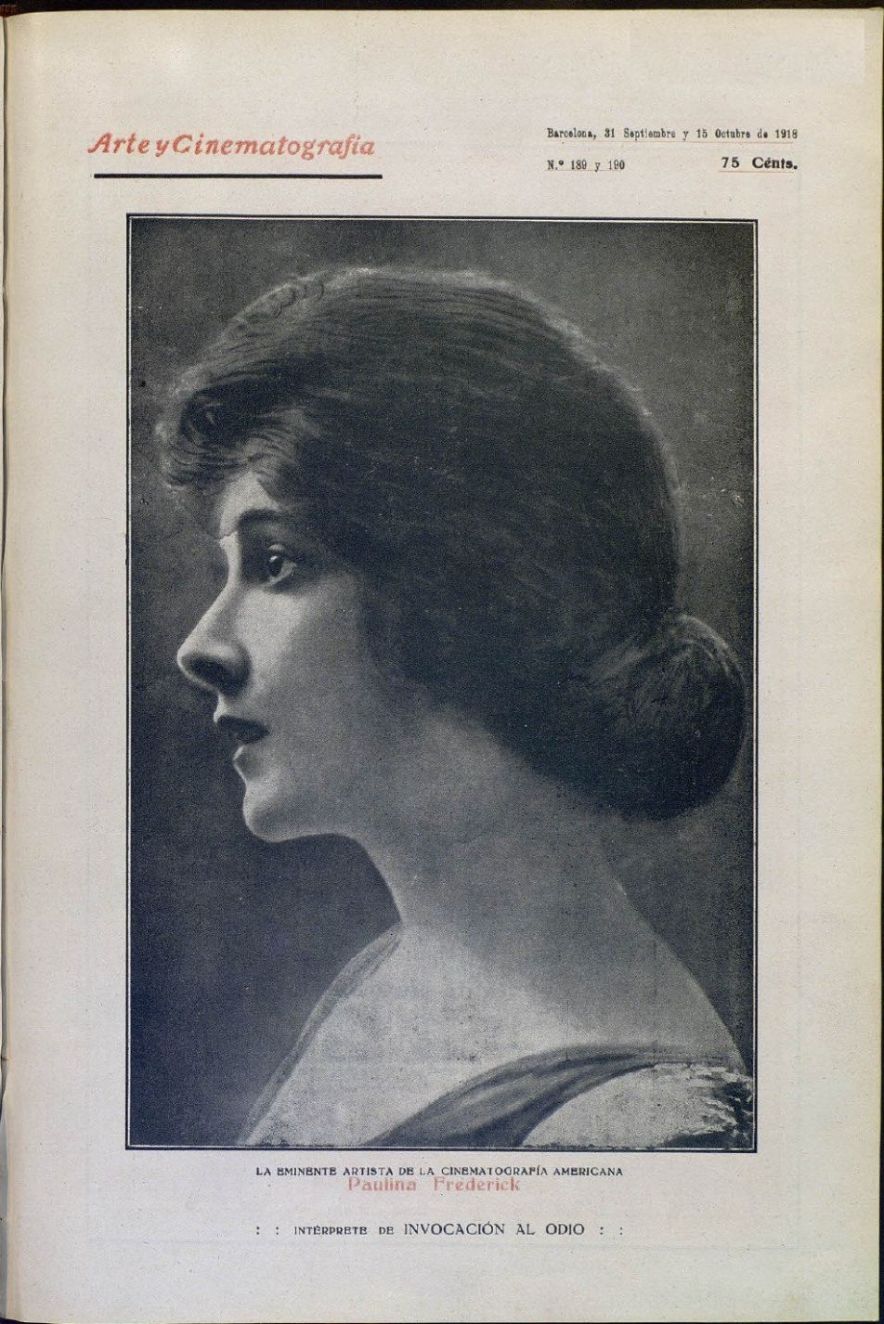 ARTE Y CINEMATOGRAFIA magazine side cover Issue 189-190 31 September 1918