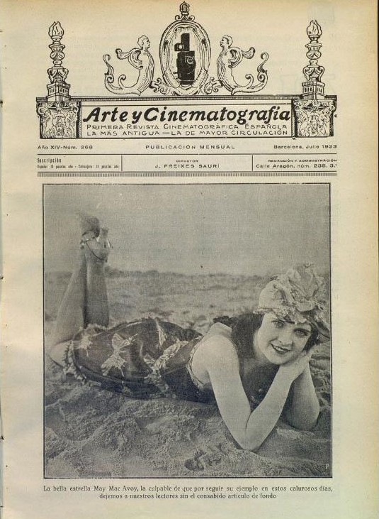 ARTE Y CINEMATOGRAFIA magazine side cover Issue 268  July 1923