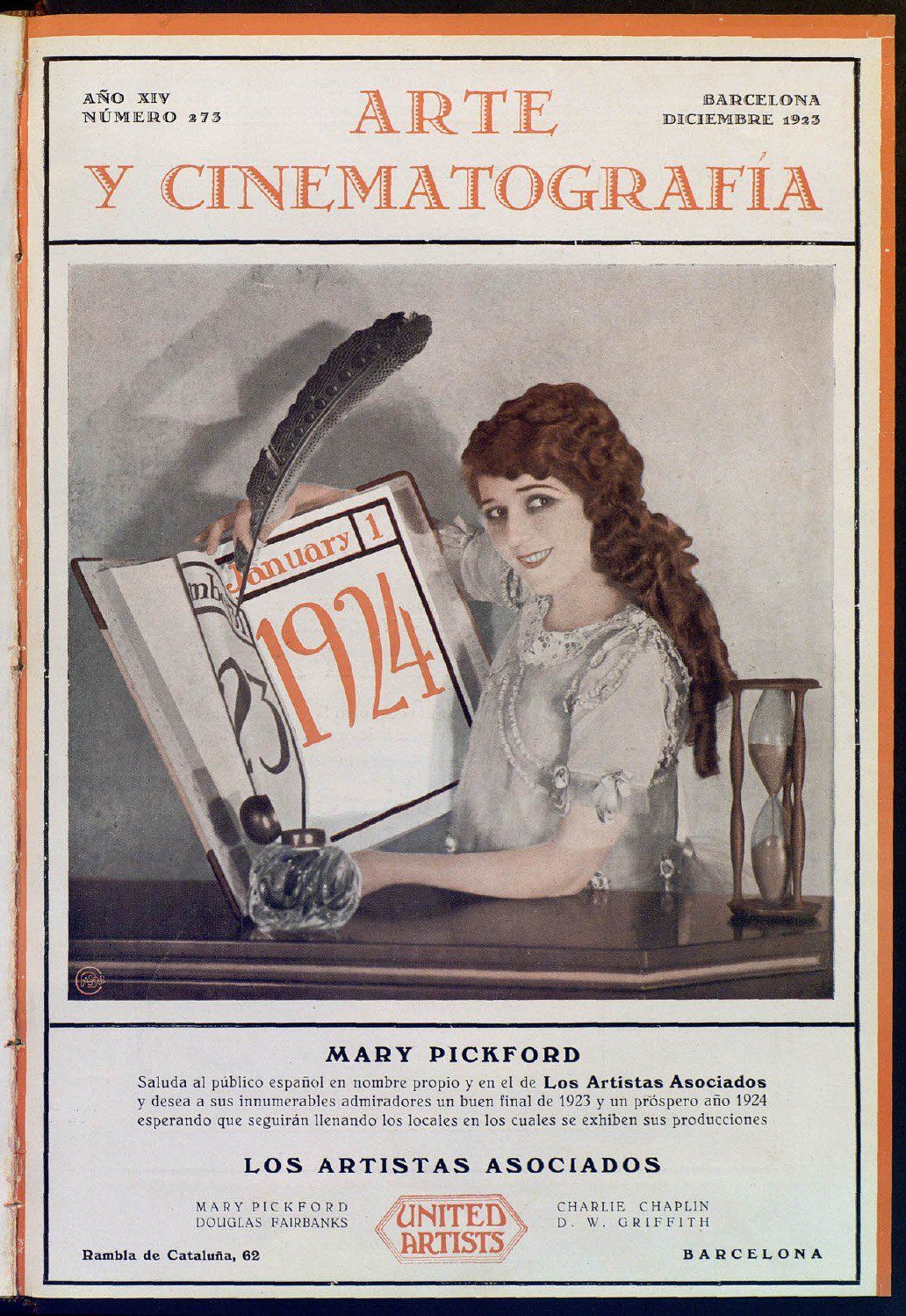 ARTE Y CINEMATOGRAFIA magazine side cover Issue 273  December 1923
