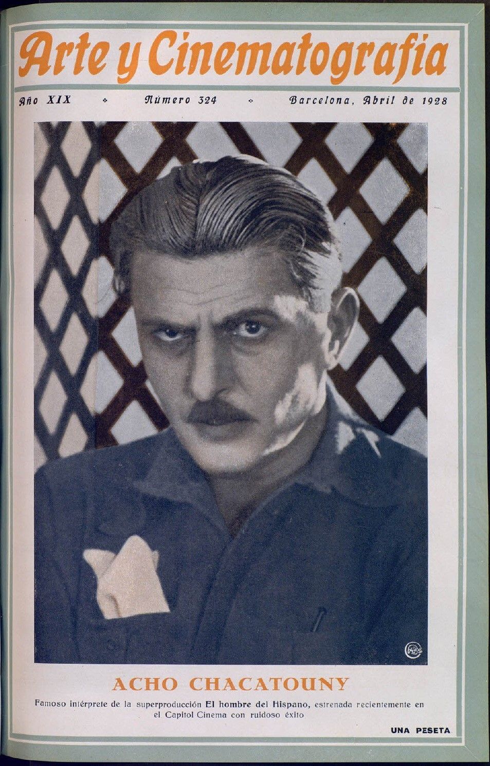 ARTE Y CINEMATOGRAFIA magazine side cover Issue 324  April 1928