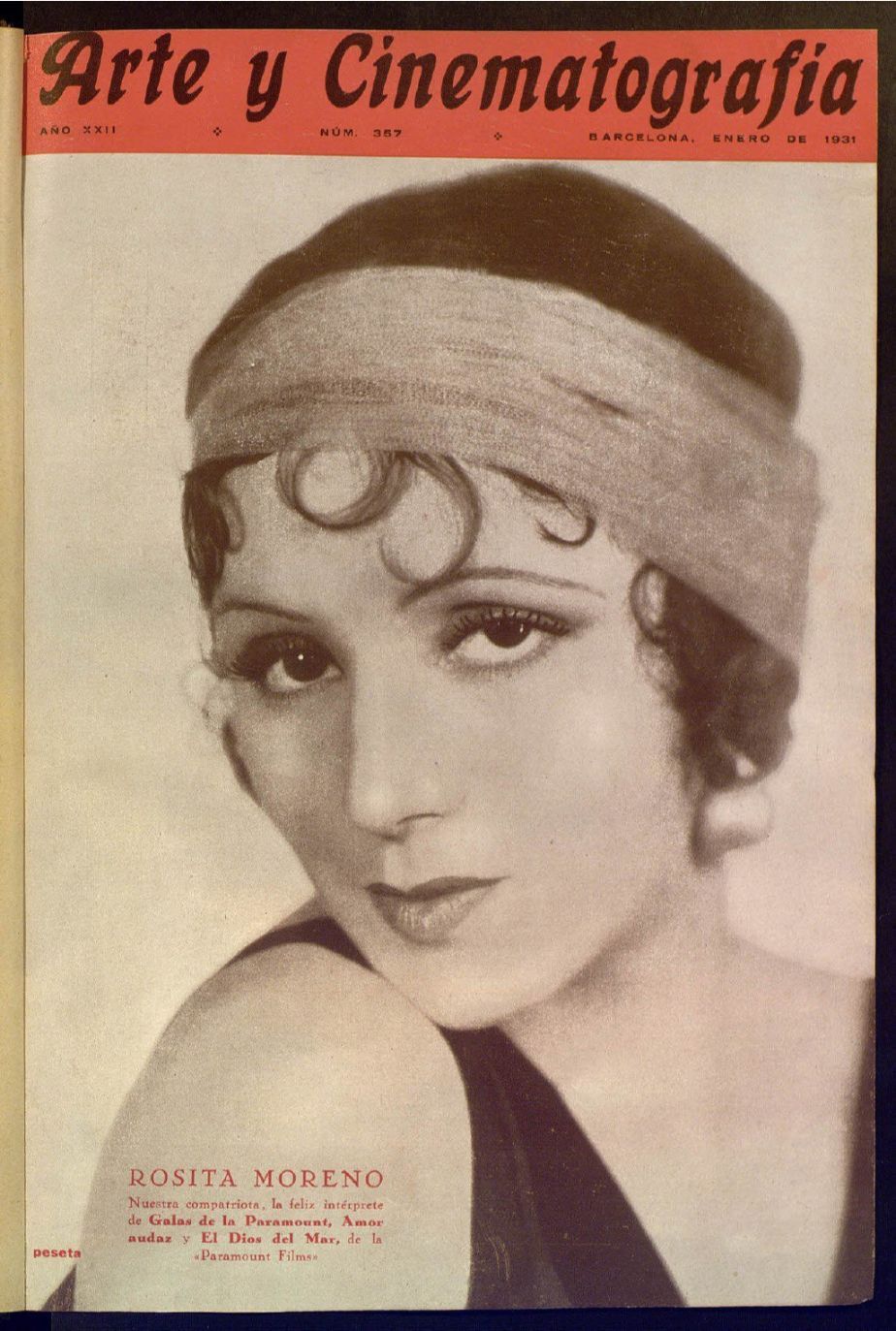 ARTE Y CINEMATOGRAFIA magazine side cover Issue 357  January 1931