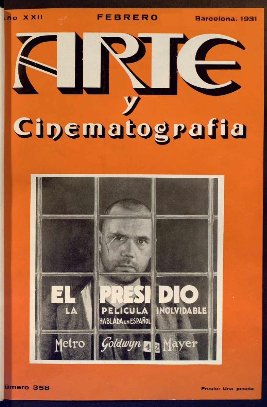 ARTE Y CINEMATOGRAFIA magazine side cover Issue 358  February 1931