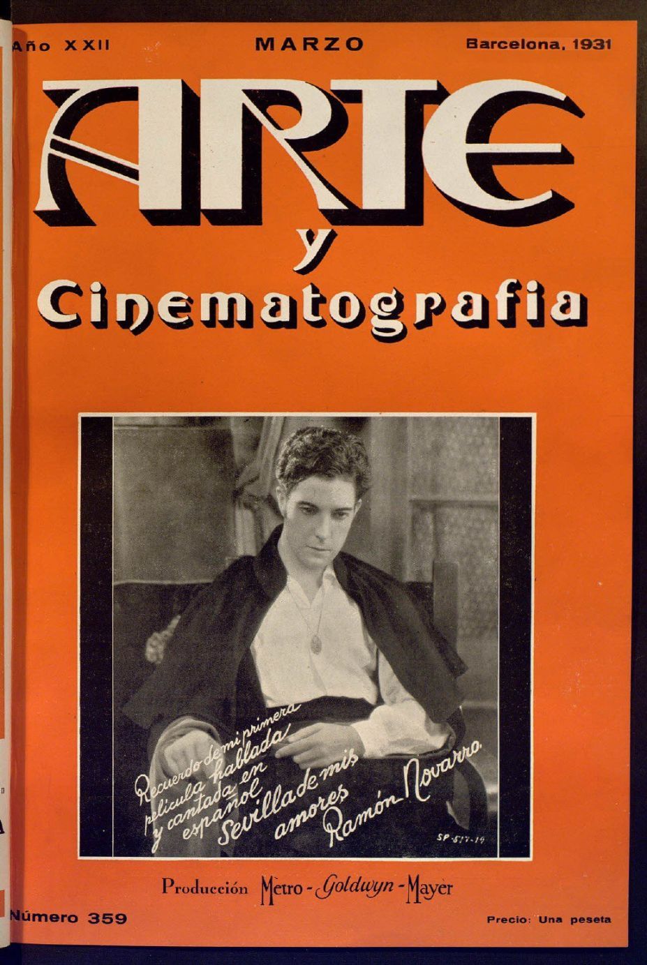 ARTE Y CINEMATOGRAFIA magazine side cover Issue 359  March 1931