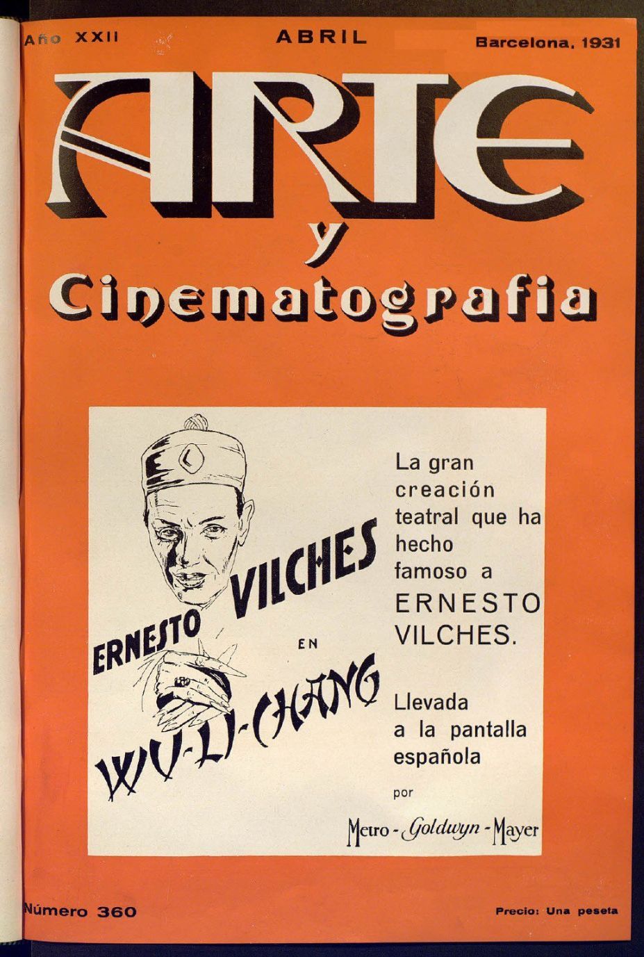 ARTE Y CINEMATOGRAFIA magazine side cover Issue 360  April 1931