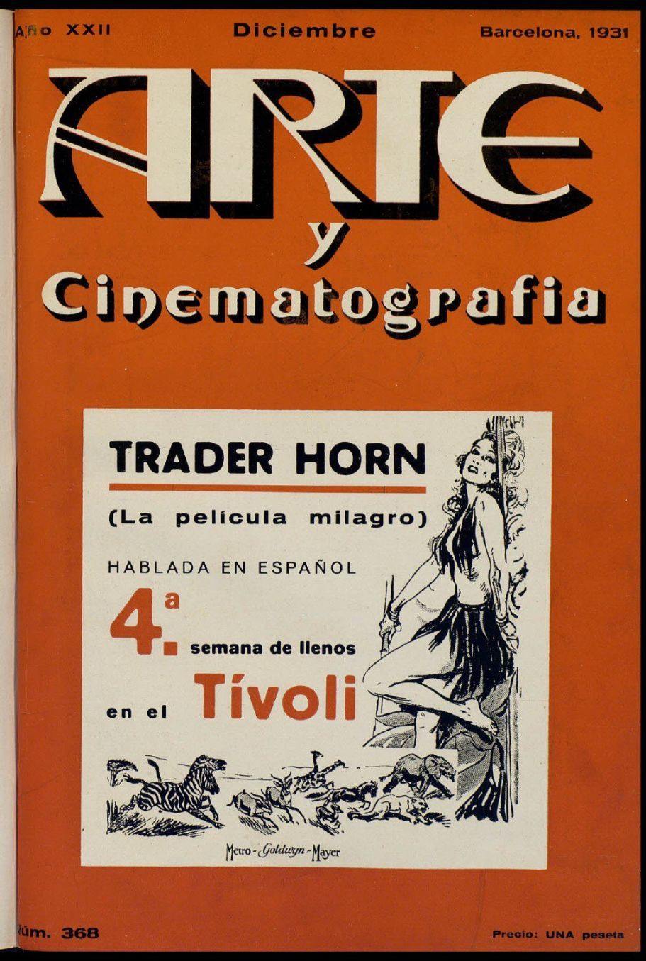 ARTE Y CINEMATOGRAFIA magazine side cover Issue 368  December 1931