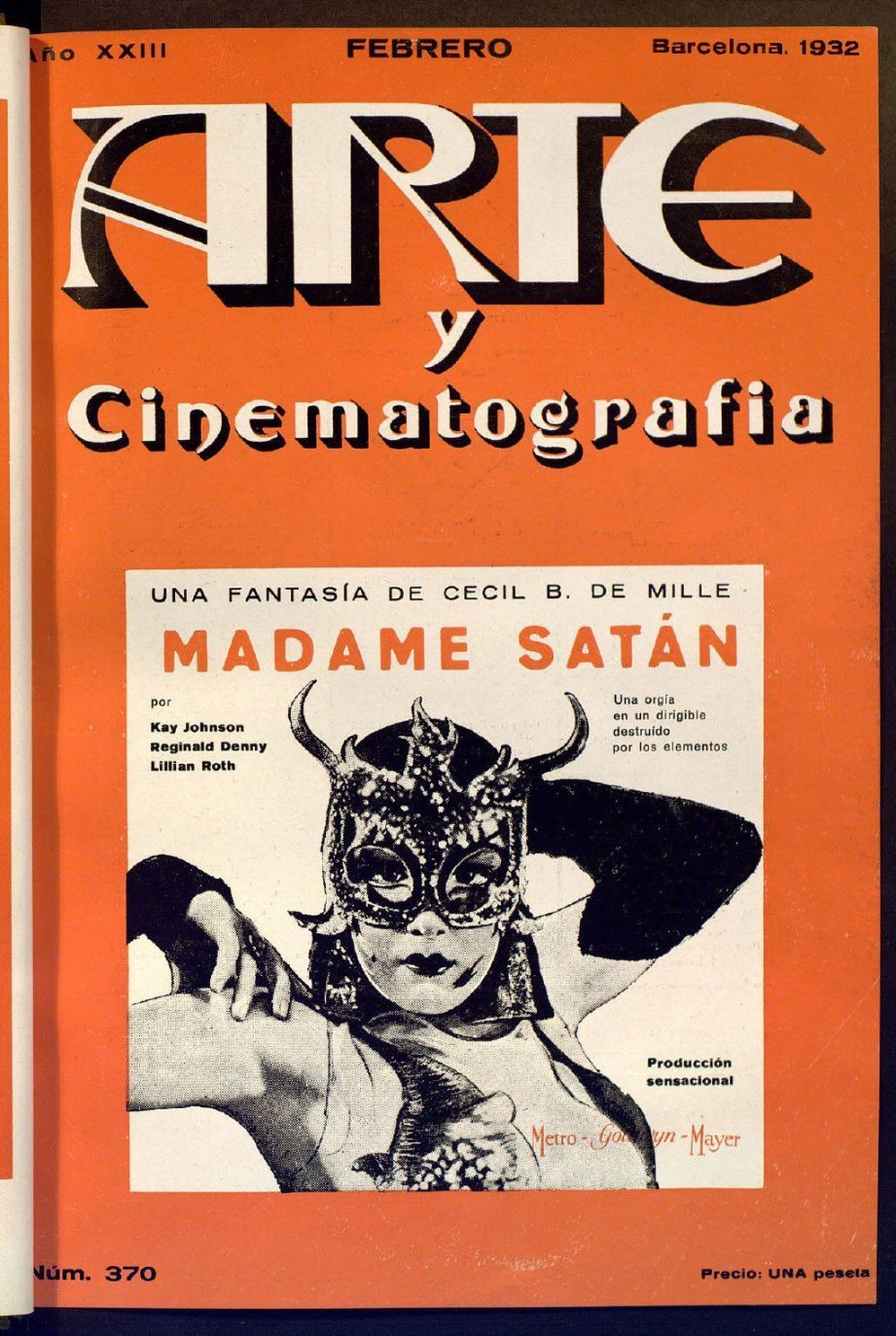 ARTE Y CINEMATOGRAFIA magazine side cover Issue 370  February 1932