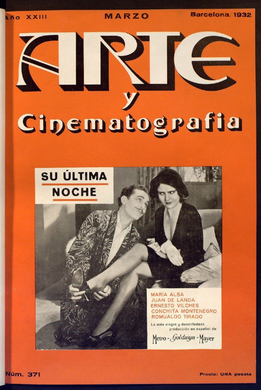 ARTE Y CINEMATOGRAFIA magazine side cover Issue 371  March 1932
