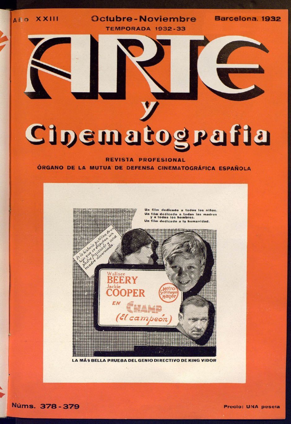 ARTE Y CINEMATOGRAFIA magazine side cover Issue 378-379  October 1932
