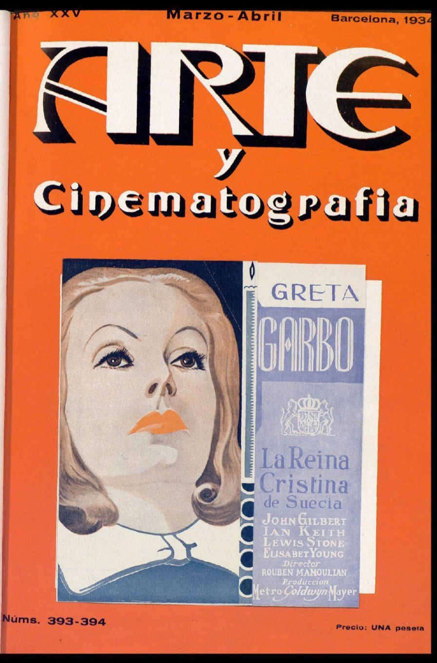 ARTE Y CINEMATOGRAFIA magazine side cover Issue 393-394  March/April 1934