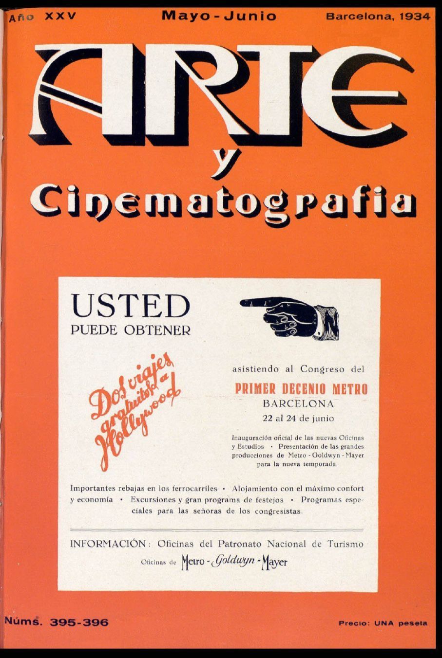 ARTE Y CINEMATOGRAFIA magazine side cover Issue 395  May/June 1934