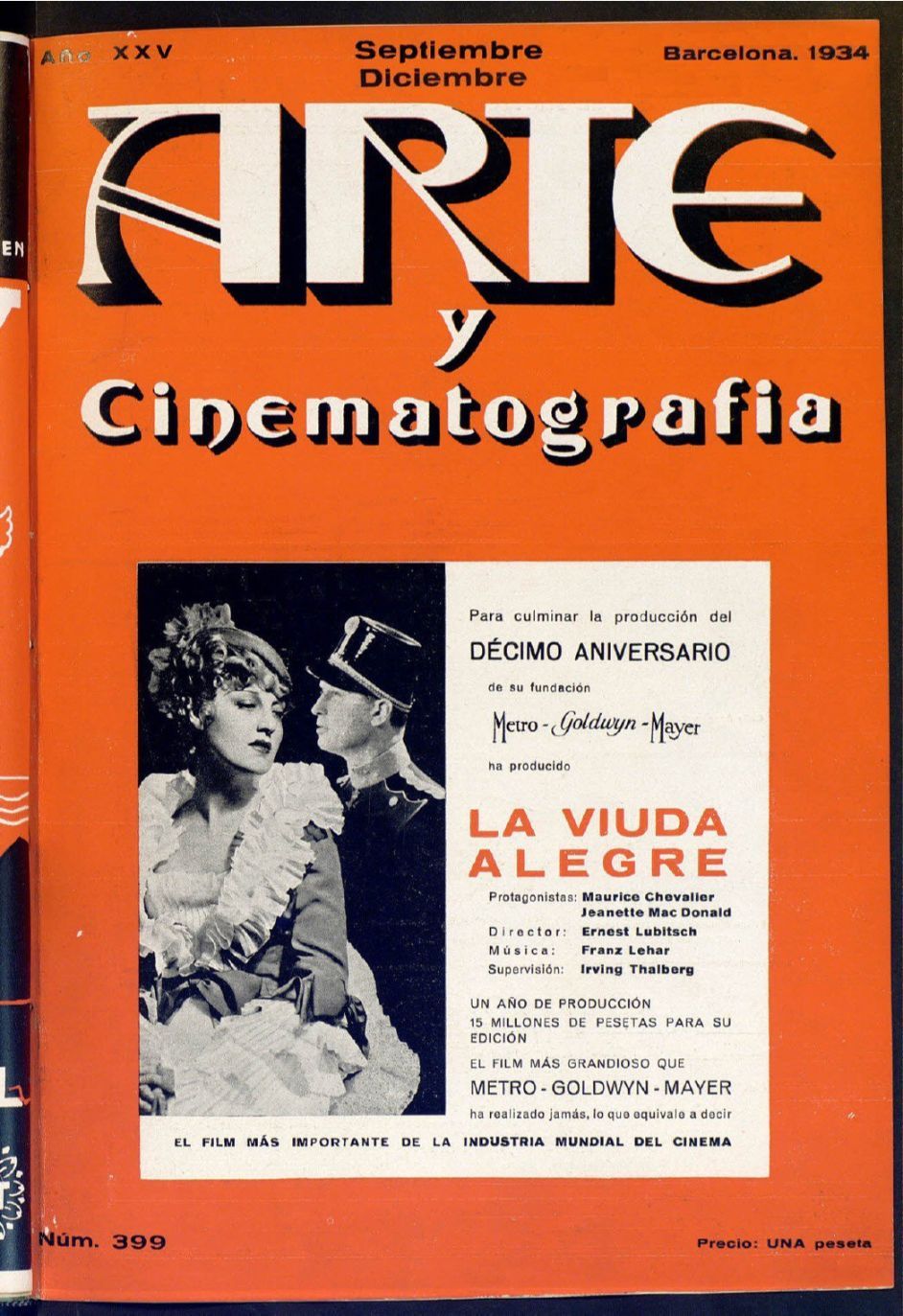 ARTE Y CINEMATOGRAFIA magazine side cover Issue 399  September/December 1934