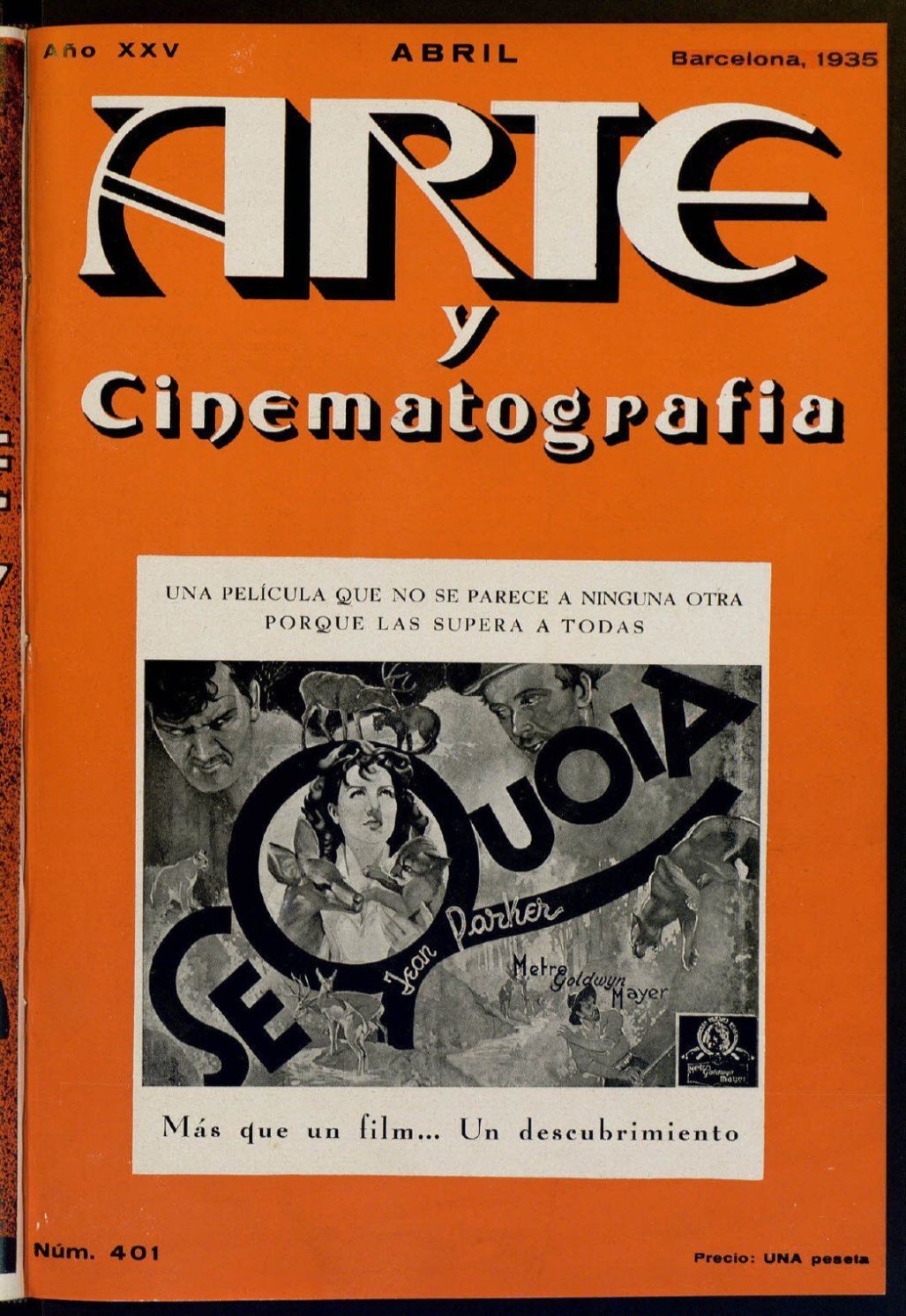 ARTE Y CINEMATOGRAFIA magazine side cover Issue 401  April 1935